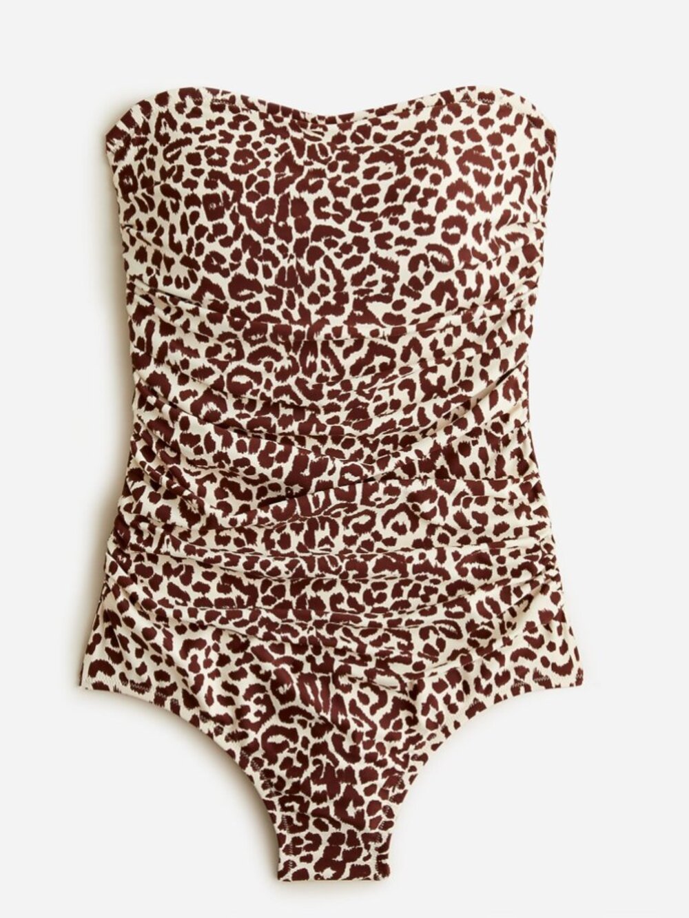 Ruched bandeau one-piece in leopard print